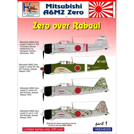 Decals Mitsubishi A6M2 'Zero' over Rabaul, Pt.1 