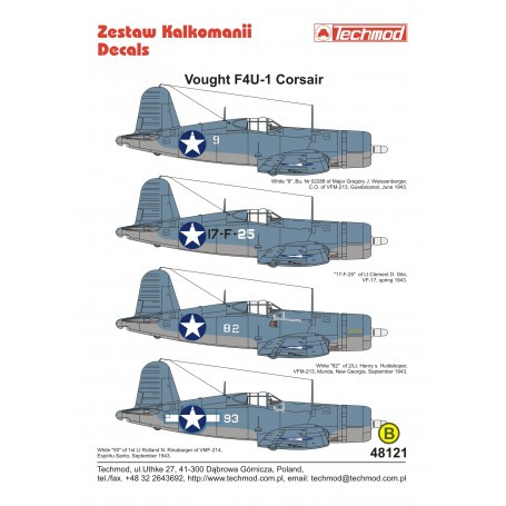 Decals Vought F4U-1 Corsair 
