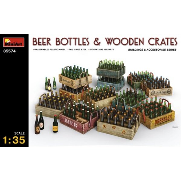 Beer bottles and wooden crates 