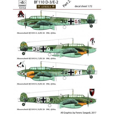Decals Messerschmitt Bf-110D-3 Africa part 2 
