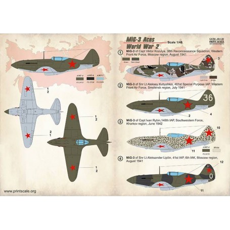 Decals Mikoyan MiG-3 Aces of World War 2 
