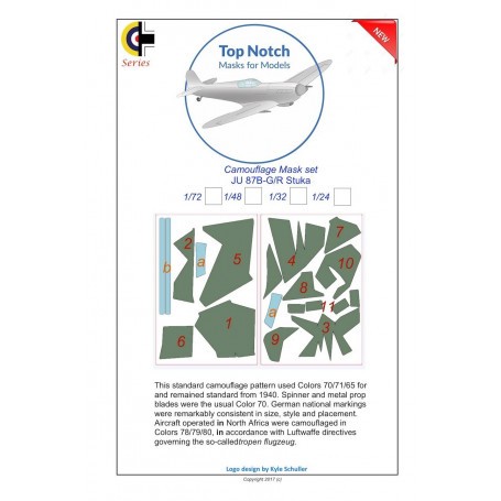 Junkers Ju-87B-1/Ju-87B-2/R-2 Stuka Camouflage pattern paint Mask (designed to be used with Airfix, Heller and Fujimi kits) 