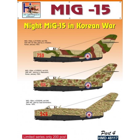 Decals Mikoyan MiG-15 Night Fighters over Korea, Pt.4 