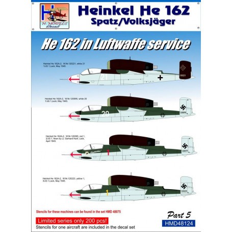Decals Heinkel He-162A-2 in Luftwaffe Service, Pt.5 