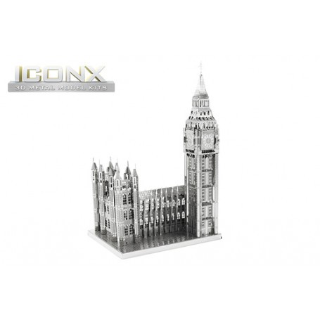 MetalEarth: ICONX - BIG BEN 12,7x6x8cm, metal 3D model with 2 sheets, in box 13,5x22x2cm, 14+ Building model kit