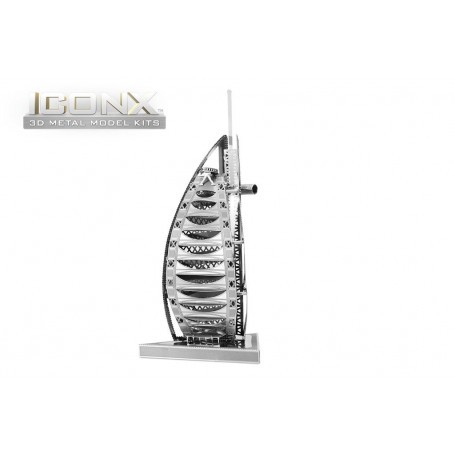 MetalEarth: ICONX - BURJ AL ARAB 12x5,3x5,3cm, metal 3D model with 1 sheet, in box 13,5x22x2cm, 14+ Building model kit
