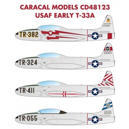 Decals USAF Early Lockheed T-33A Shooting Star. We designed this 1/48 scale T-33 sheet in response to your requests for an early