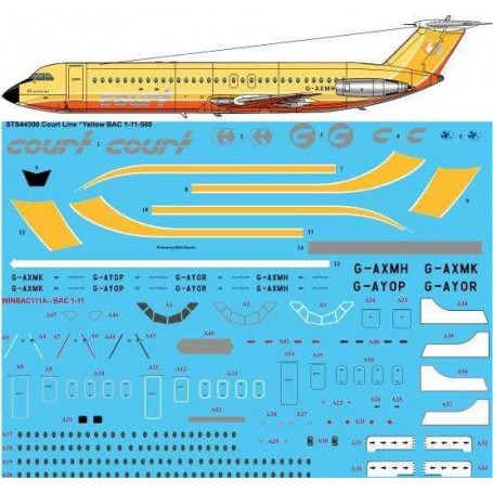 Decals Court Line Yellow BAC 1-11-500 