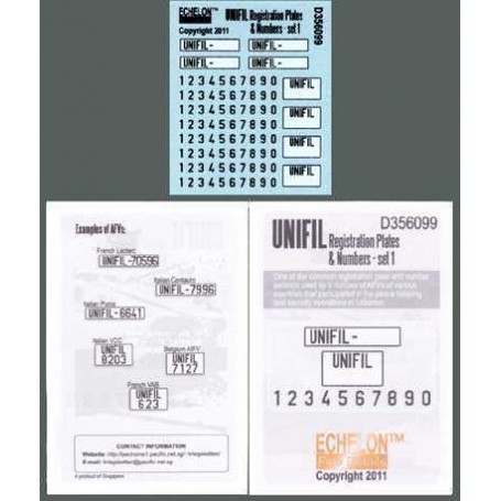 UNIFIL Registration Plates & Numbers - Set 1 