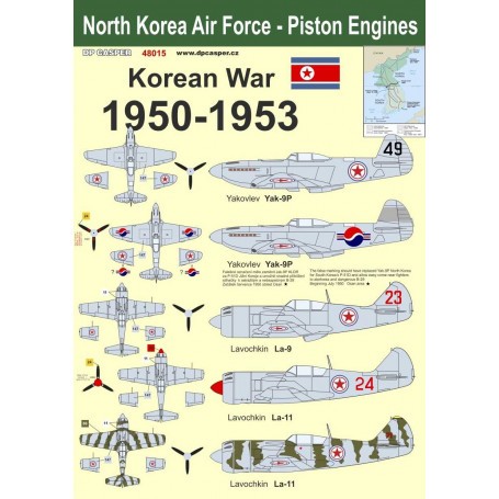 Decals North Korean Air Force - Piston engine aircraft 1950 - 1953;Yakovlev Yak-9/Yak-9P Yak-18Polikarpov Po-2Lavochkin La-9/La-