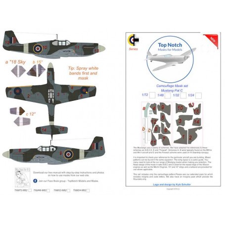 North-American P-51B Mustang Pattern C camouflage pattern paint mask (designed to be used with Bengun kits) 