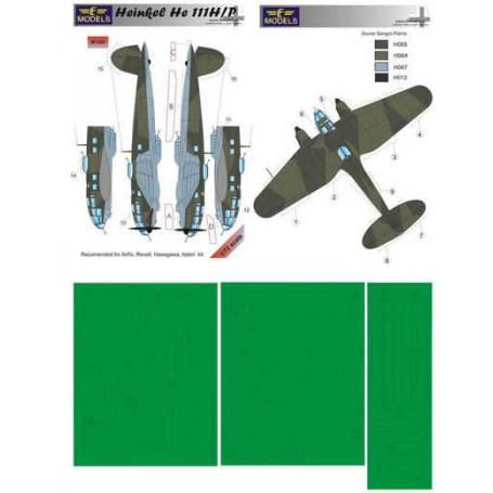 Masks for Heinkel He 111H/P (designed to be used with Airfix, Revell and Hasegawa kits) 