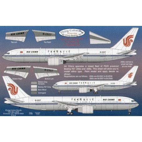 Decals Boeing 767 AIR CHINA B-2557 etc 
