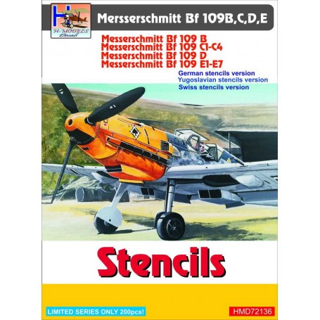 Decals Messerschmitt Bf-109B/Bf-109C/Bf-109D/Bf-109E Stencils (incl. Yugoslav+Swiss variant) 