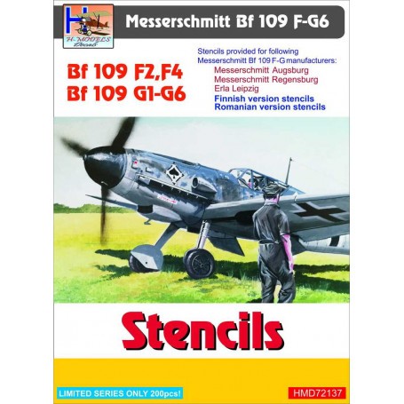 Decals Messerschmitt Bf-109F-2/Bf-109F-4/Bf-109G-1--Bf-109G-6 Stencils (sets for 3 different a/c manufacturers+Finnish+Romanian)