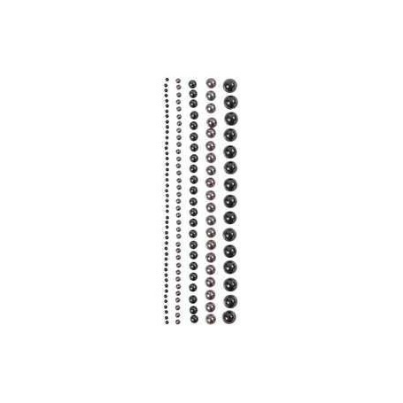 Half Pearls, size 2-8 mm, anthracite grey, black, 140mixed Stones and rhinestones