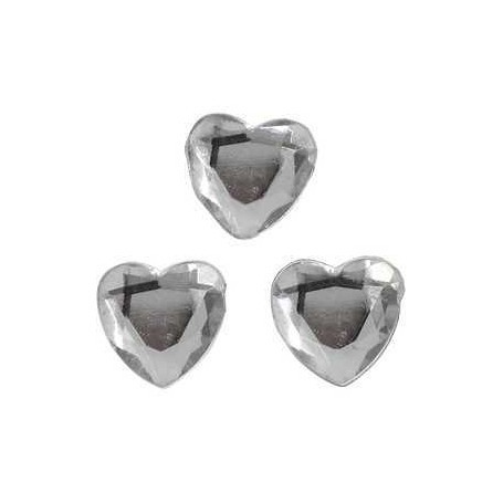 Rhinestones, silver, size 10 mm, Heart, 150pcs Stones and rhinestones