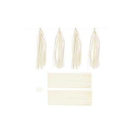 Paper Tassel, off-white, size 12x35 cm,  14 g, 12pcs Various papers