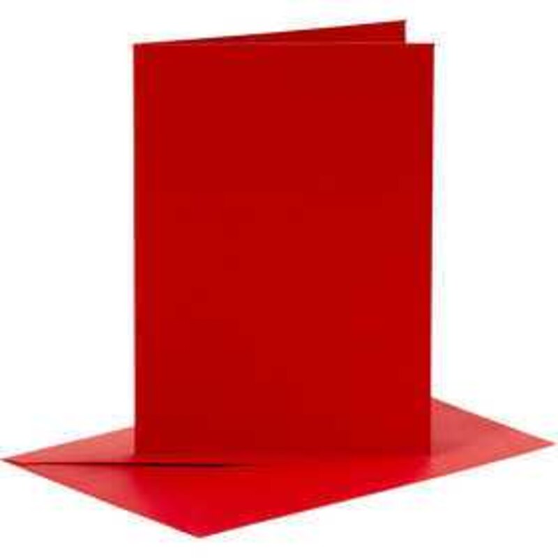 Cards and Envelopes, card size 10.5x15 cm, envelope size 11.5x16.5 cm, red, 6sets Cards and envelopes