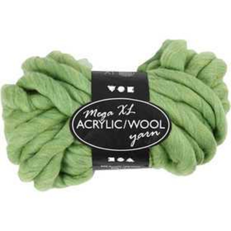 Chunky yarn of acrylic/wool, L: 15 m, lime green, mega, 300g Wool