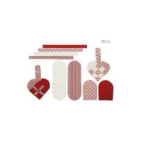 Woven Hearts, size 14.5x10 cm,  120 g, white, red, 8sets 