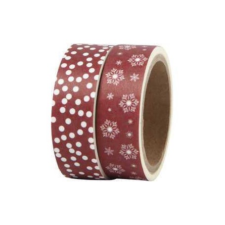 Washi Tape, W: 15 mm, , ice erystals and dots, 2x5m Adhesives