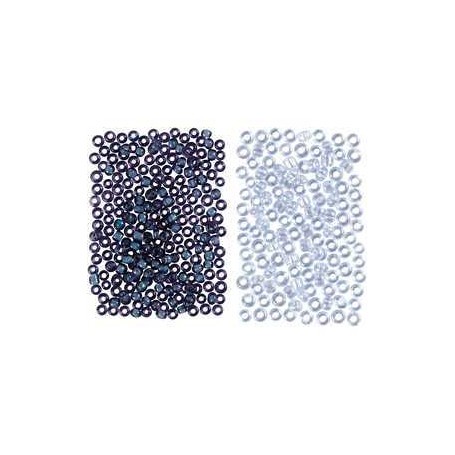 Rocaille Seed Beads, size 15/0 , D: 1.7 mm, light blue, dark blue, 2x7g, hole size 0.5-0.8 mm Pearl, button