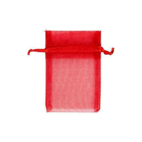 Organza Bags, red, size 7x10 cm, 10pcs Textile