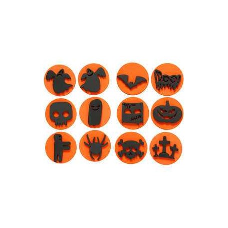 Foam Stamps, D: 7.5 cm, thickness 2.5 cm, halloween, 12mixed Stamps, stencils and accessories