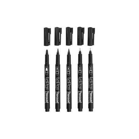 Permanent Markers, line width: 2x0.6+2x0.8+1.3 mm, black, 5mixed Marker