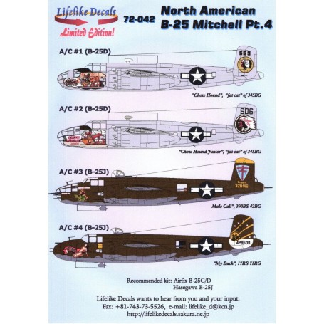 Decals North-American B-25C/D Mitchell Part 4 For Airfix NEW TOOLING 2018 and Hasegawa B-25J Mitchell*B-25D, 41-30669, “Chow Hou