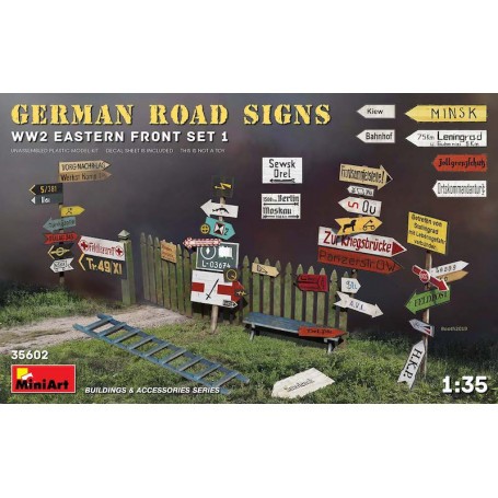 GERMAN ROAD SIGNS WW2(EASTERN FRONT SET 1)Unassembled Plastic Model KitDecal Sheet Included 