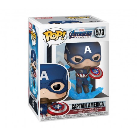 Avengers: Endgame POP! Movies Vinyl Captain America figurine w / Broken Shield & Mjölnir 9 cm 