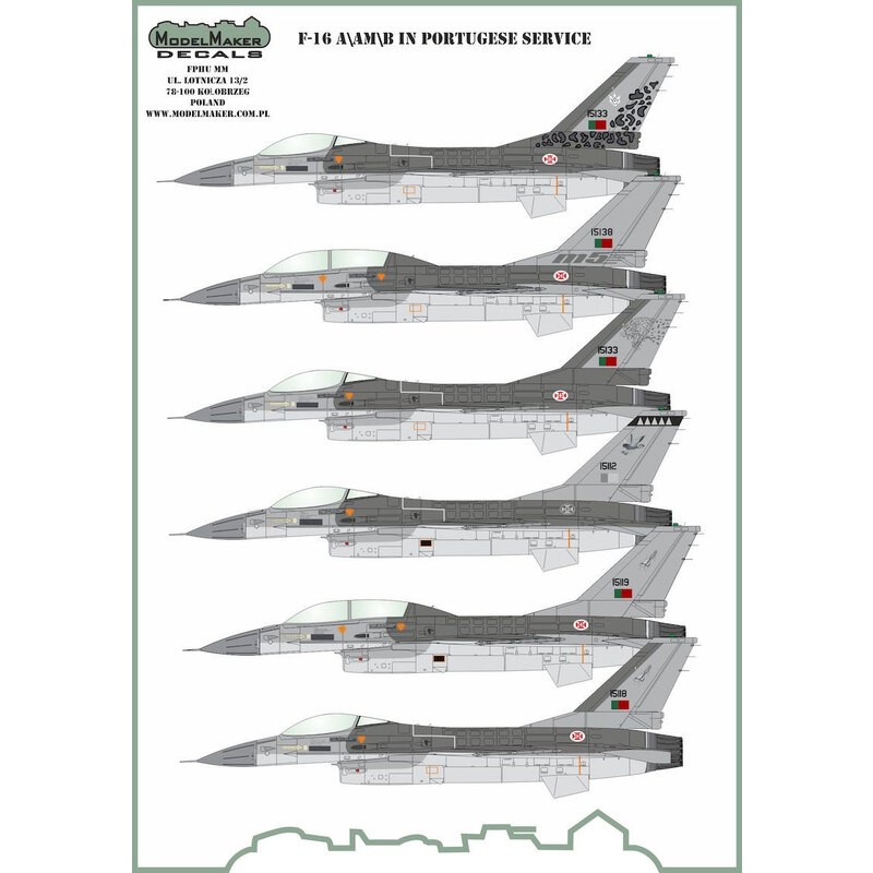 Decals Lockheed-Martin F-16A/AM/B/BM in Portuquese service - generic set [F-16A/F-16AM/F-16B/F-16BM 