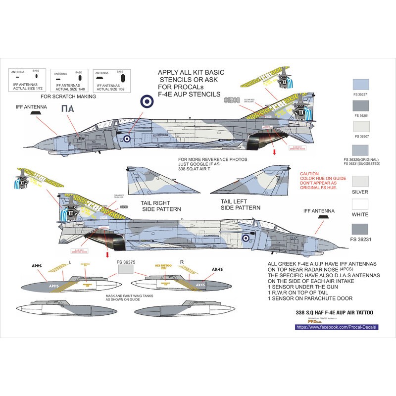 Decals McDonnell F-4E AUP Phantom 338 sqn ARES that was at RIAT Decals for military aircraft
