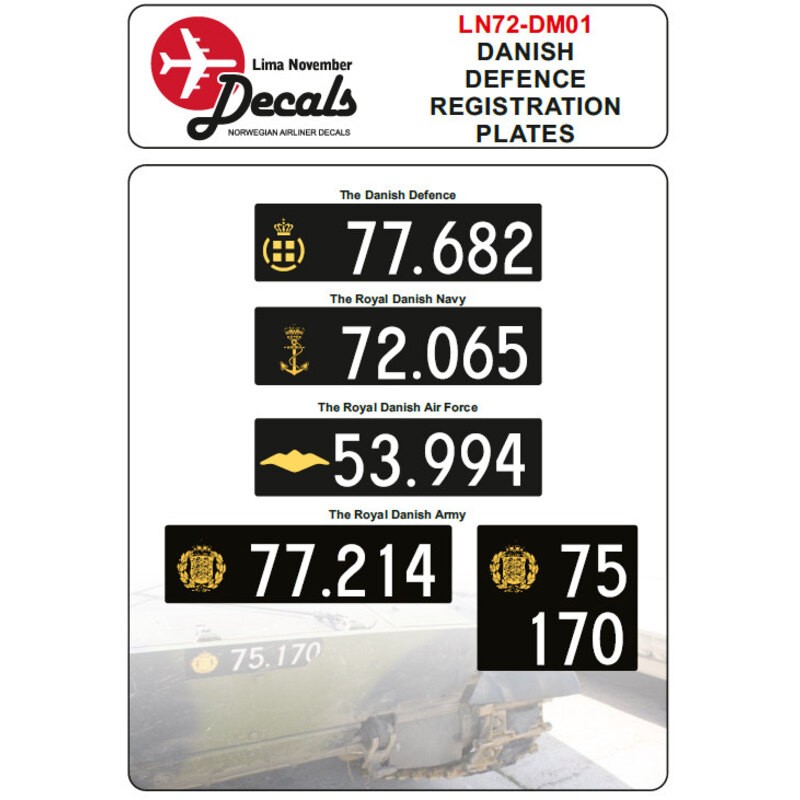 Danish Defence Registration Plates Decals for military vehicles