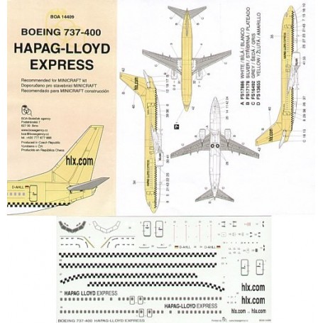 Decals Boeing 737-400 HAPAG-LLOYD EXPRESS D-AHLL yellow 2003 scheme 