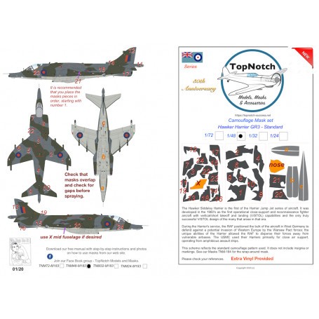 BAe Harrier GR.3 - standard camouflage pattern paint mask (designed to be used with Airfix kits) 