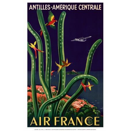 Air France West Indies-Central America poster L. Boucher 1948 