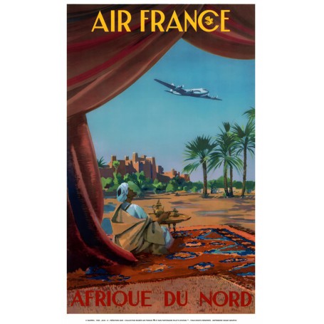 Poster Air France North Africa V. Guerra 1950 