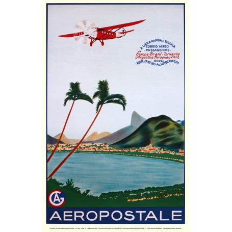 Poster Air France Aéropostale Rio de Janeiro 1930 