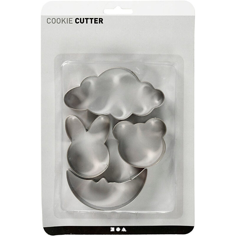 Cookie Cutters, Cloud, Hare, Bear, Moon, H: 10 cm, 4 pcs / 1 Pq. Cooking