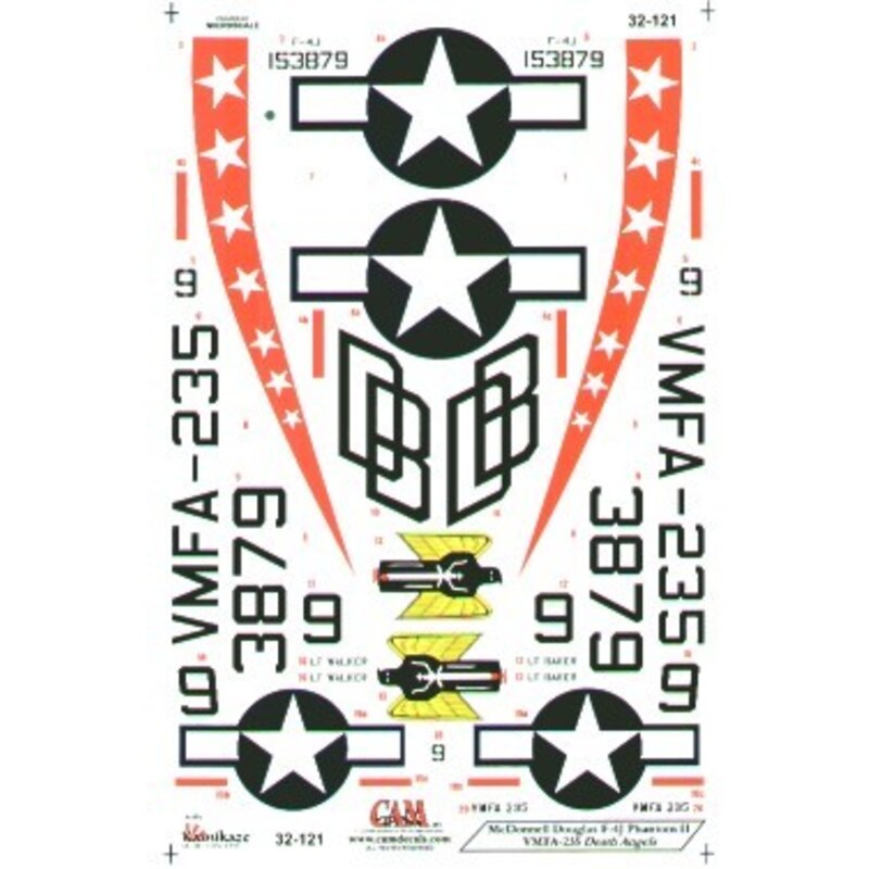 Decals F-4J (1) 153879 DB/9 VMFA-235 Death Angles MCAS Kaneohe Bay 1970 