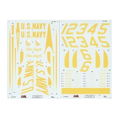 Decals Douglas A-4F Skyhawk Blue Angels Team 1 - 6. Includes serials and names for 1978 team 