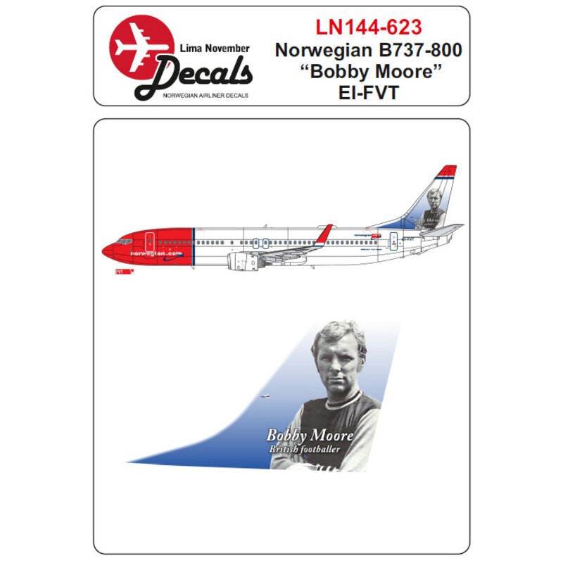 Decals Norwegian Boeing 737-800 EI-FVT "Bobby Moore" 