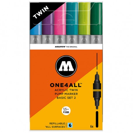 Molotow Acrylic Marker One4All Twin 02 Pack of 6pcs 