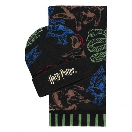 Harry Potter Hogwarts Houses Colored Hat & Scarf Set 