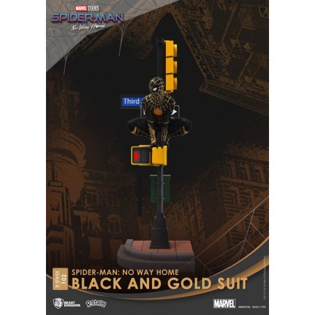 Spider-Man: No Way Home diorama PVC D-Stage Spider-Man Black and Gold Suit 25 cm 
