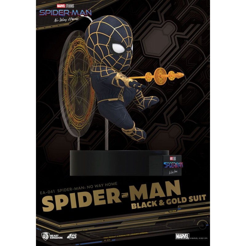BKDMEA-041 Spider-Man: No Way Home Egg Attack Spider-Man Black & Gold Suit 18 cm figure