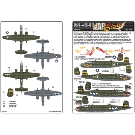 Kits World Decals 1/72 B-25C MITCHELL Worth Fighting For & Here's Howe 